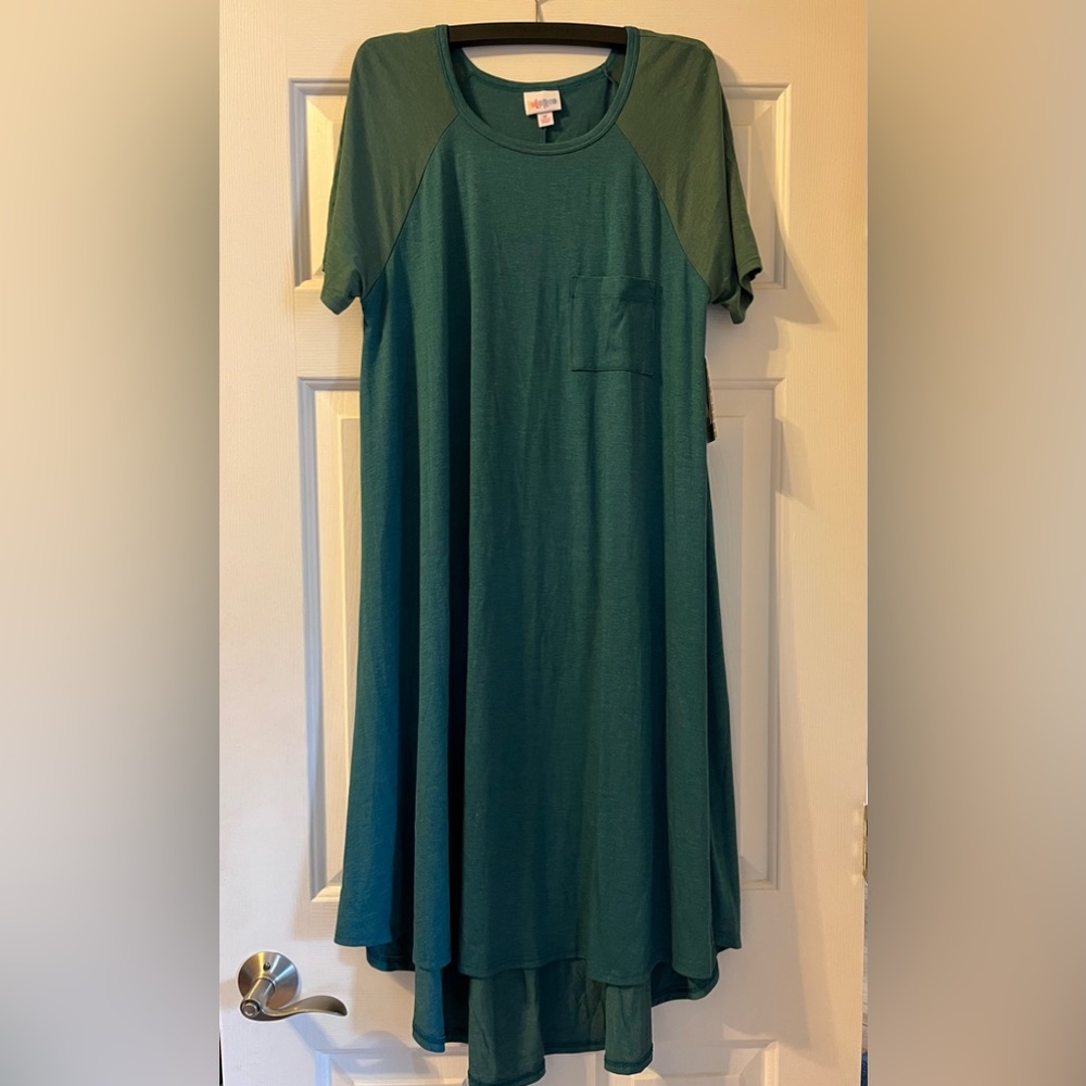 BNWT Lularoe Medium Blue/Green Carly Dress